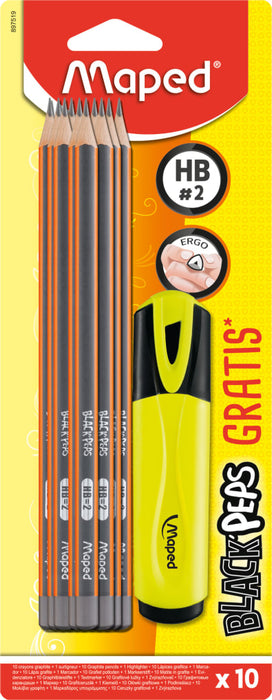 Maped pencils 10 pcs + highlighter